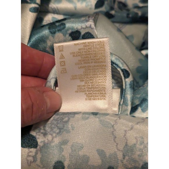 Secret Treasures Women's Silky w/Lace Blue Floral & Paisley Print Robe w/Tie SzM - Picture 9 of 9